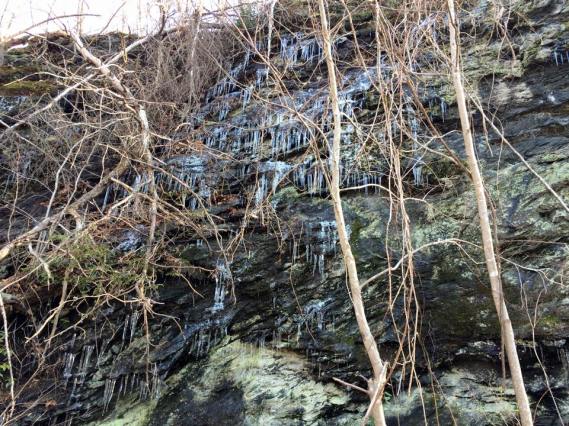 cliff side with icicles..