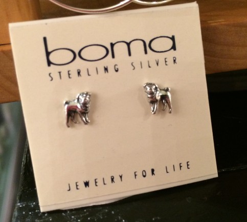 YES! Pug stud earrings at a jewelery shop!